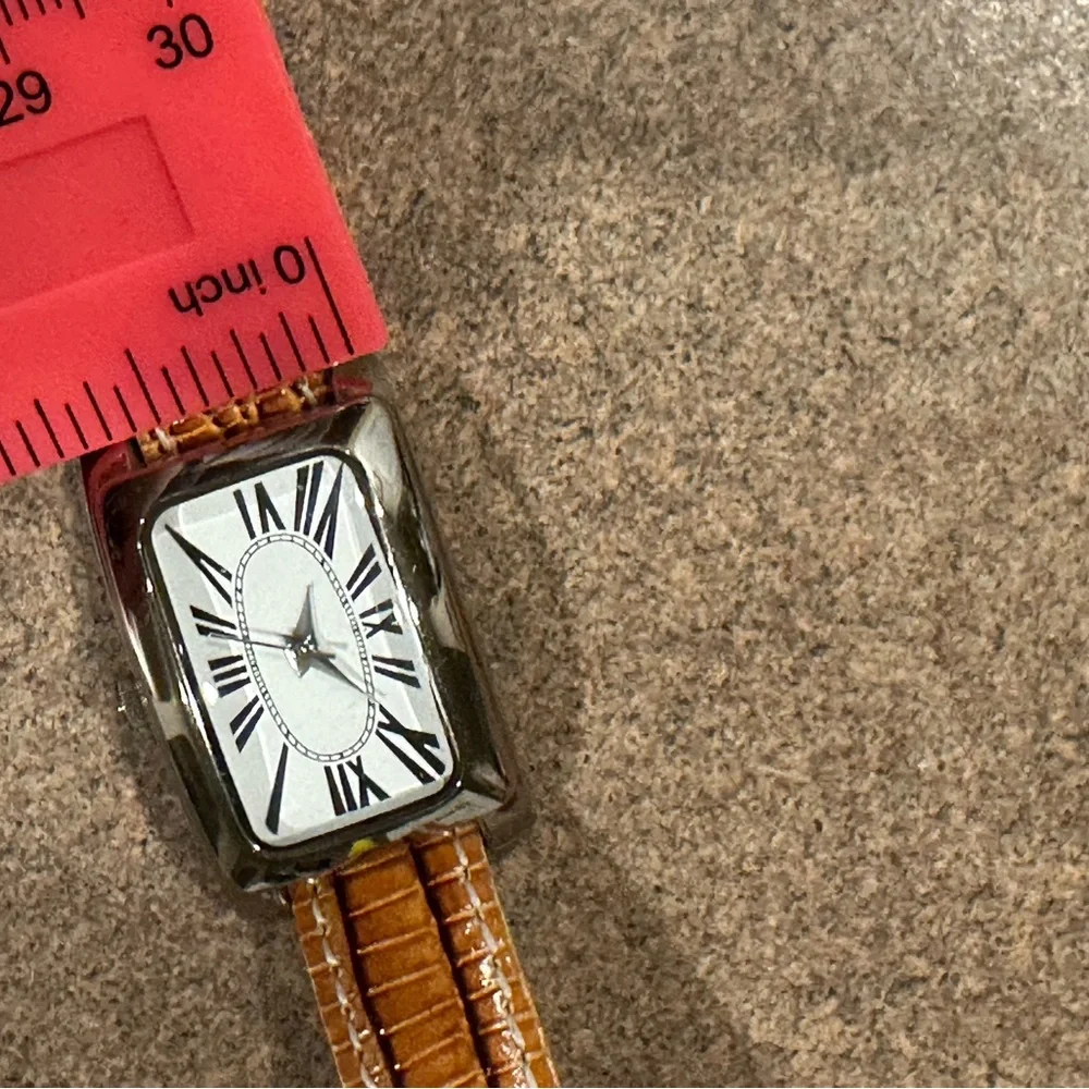 Brown Leather Strap Watch with Silver Dial